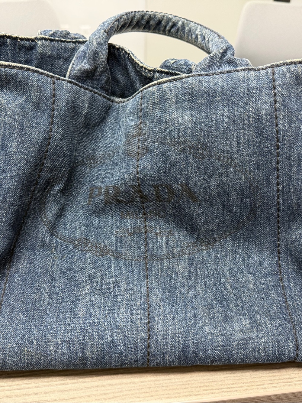 Prada Large Canapa Tote Denim